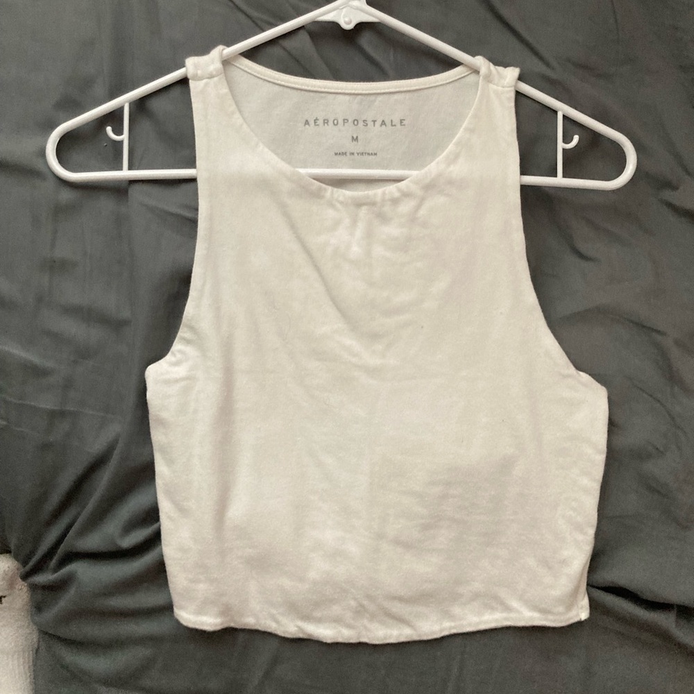 Aeropostale White High Neck Tank Top